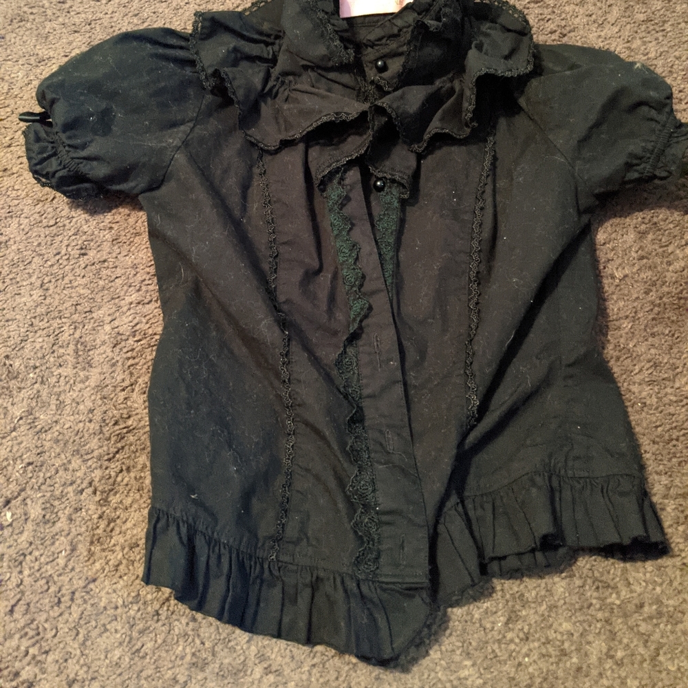 Black Short Sleeve Lolita Blouse